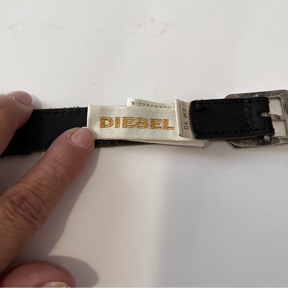 DIESEL BLACK AND WHITE BRAIDED LEATHER BELT - Picture 8 of 14